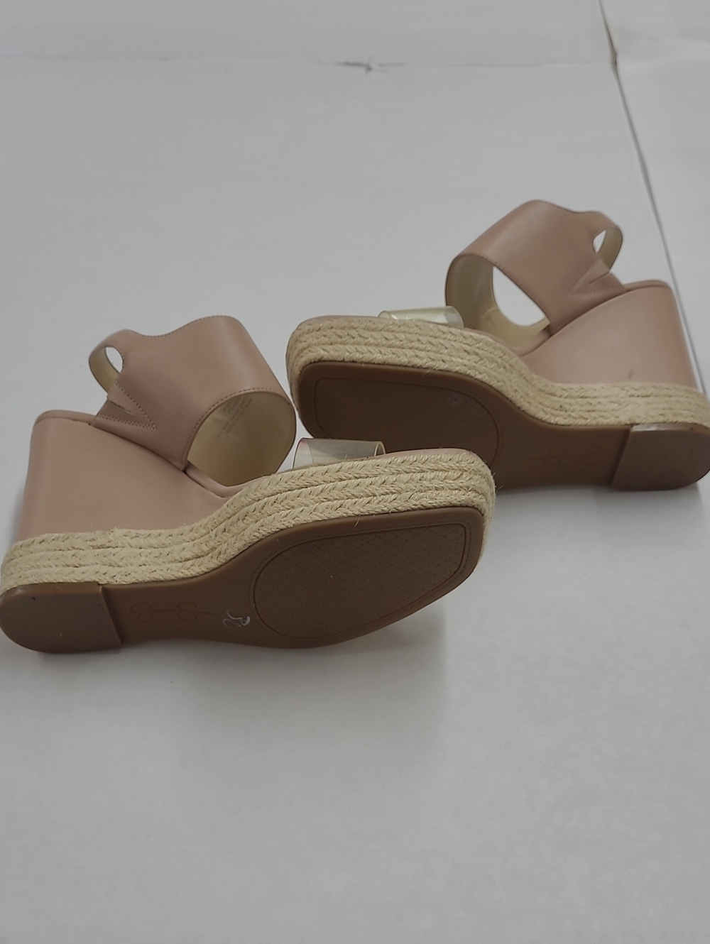 Jessica Simpson Women’s Pink/Nude Espadrille Wedge Sandals with Clear Strap 7.5 - Picture 6 of 9